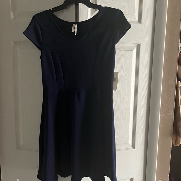 Frenchi Dresses & Skirts - Frenchi Nordstrom Cap-sleeve Skater Navy Blue Dress